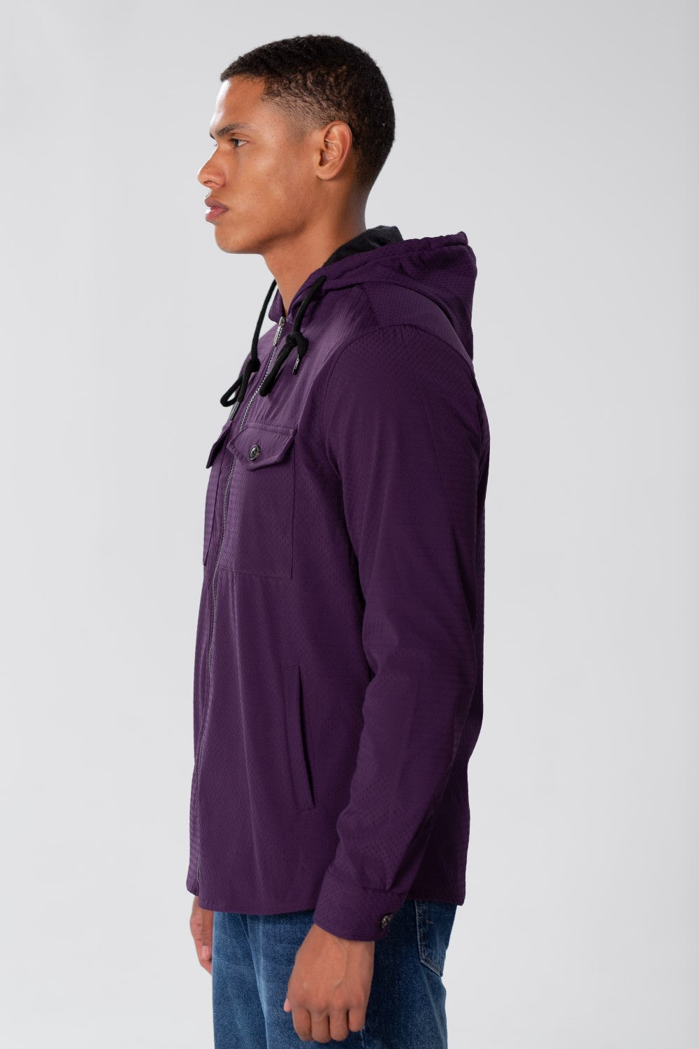 Men's Fur Padded Shirt With Zippers And Front Pockets