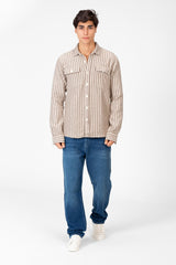 Men's Striped Slim Fit Shirt With Front Pockets