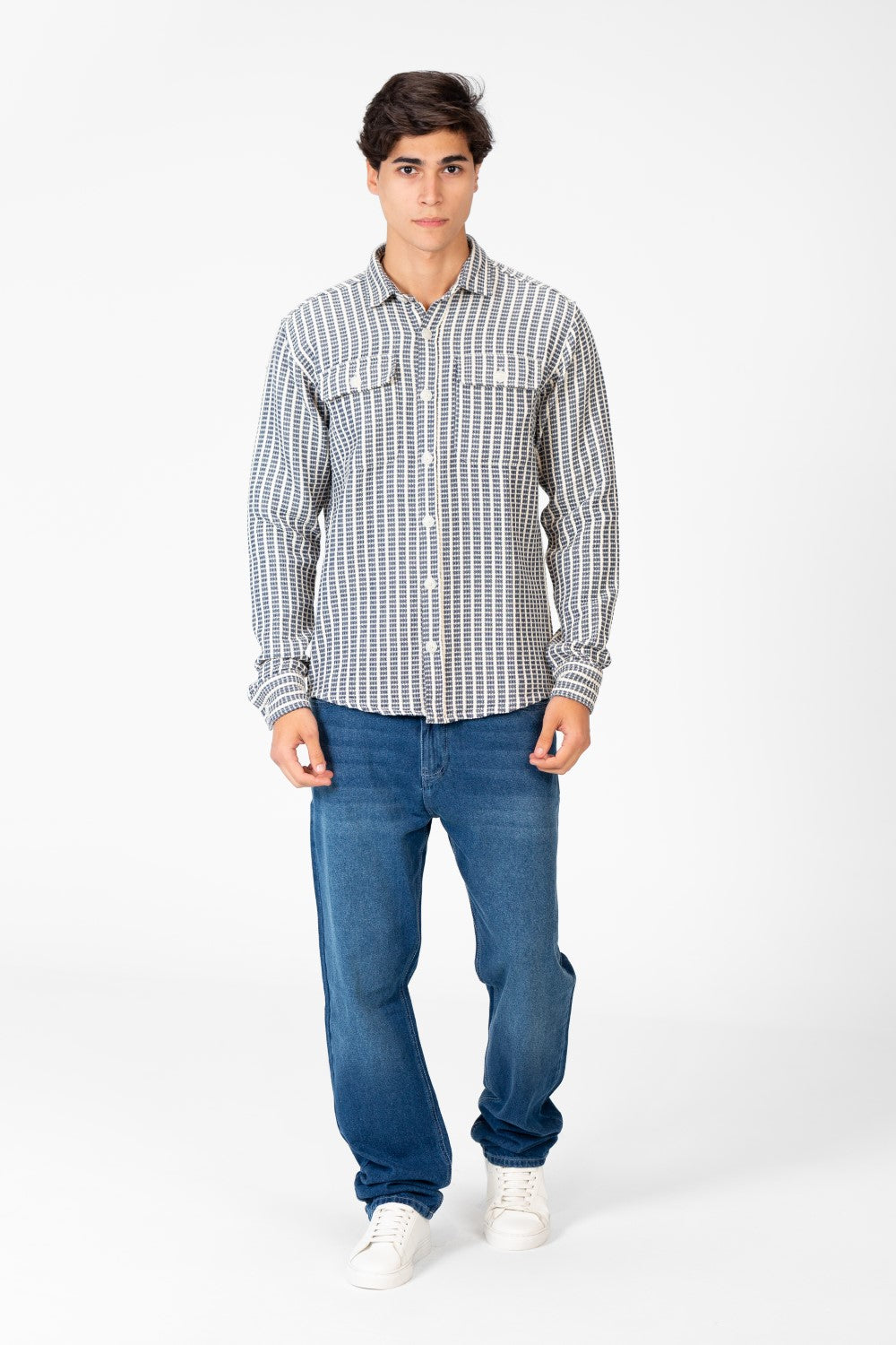Men's Striped Slim Fit Shirt With Front Pockets