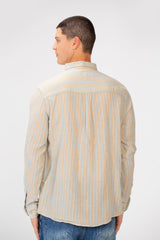 Men's Linen Striped Long Sleeve Regular Fit Shirt High Quality Material