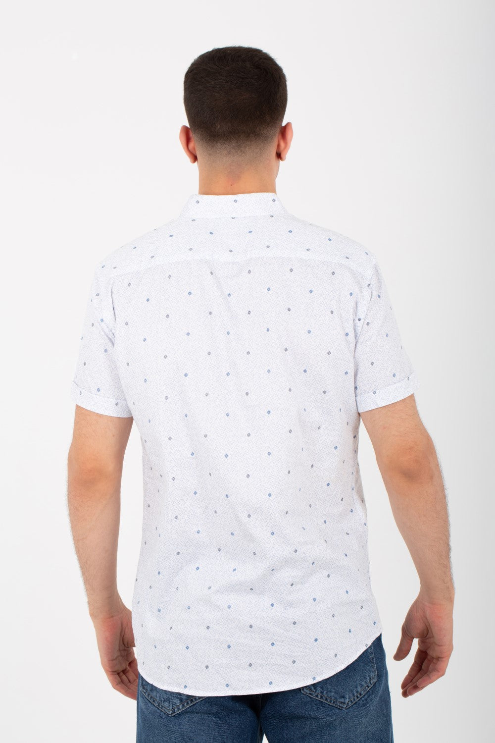 Mens Dotted Half Sleeve Shirt With Collar Poplin Material