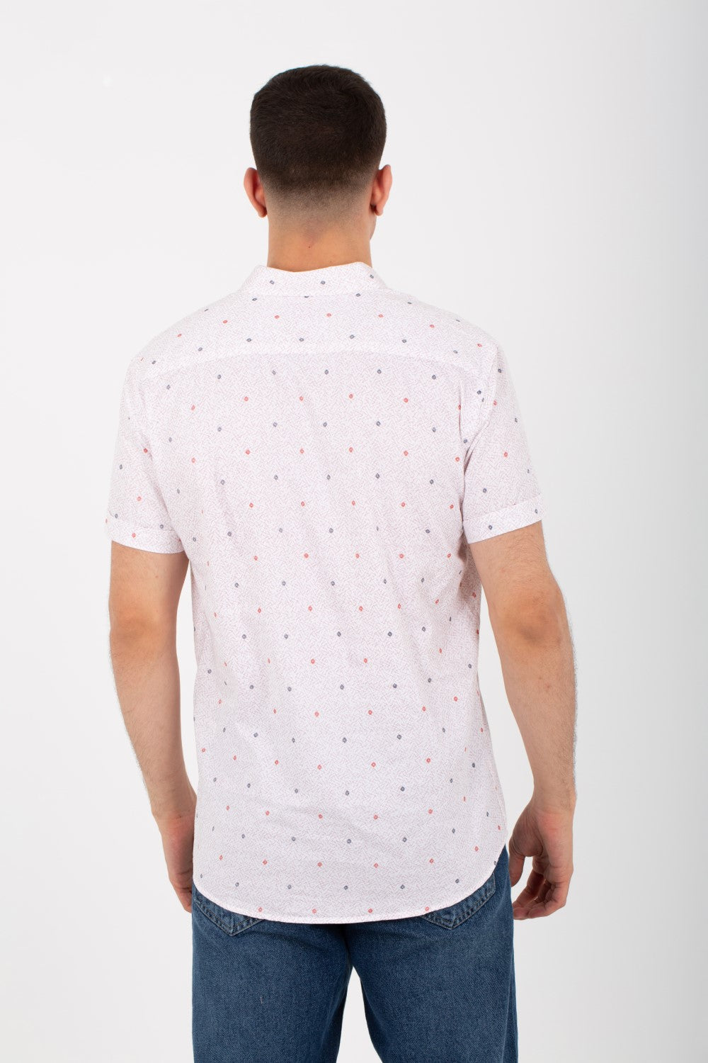 Mens Dotted Half Sleeve Shirt With Collar Poplin Material