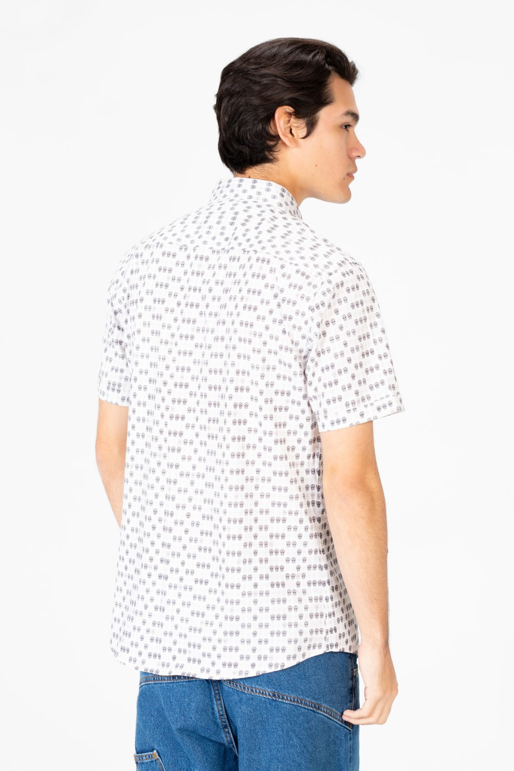 Men's Slim Fit Dotted Poplin Half sleeve Shirt