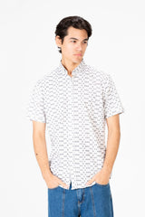 Men's Slim Fit Dotted Poplin Half sleeve Shirt