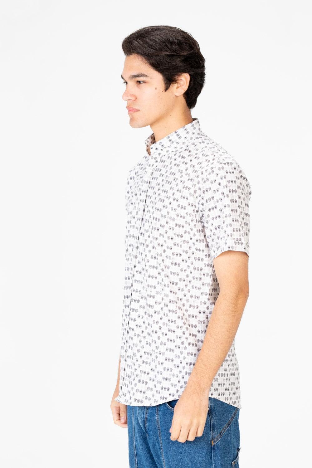 Men's Slim Fit Dotted Poplin Half sleeve Shirt