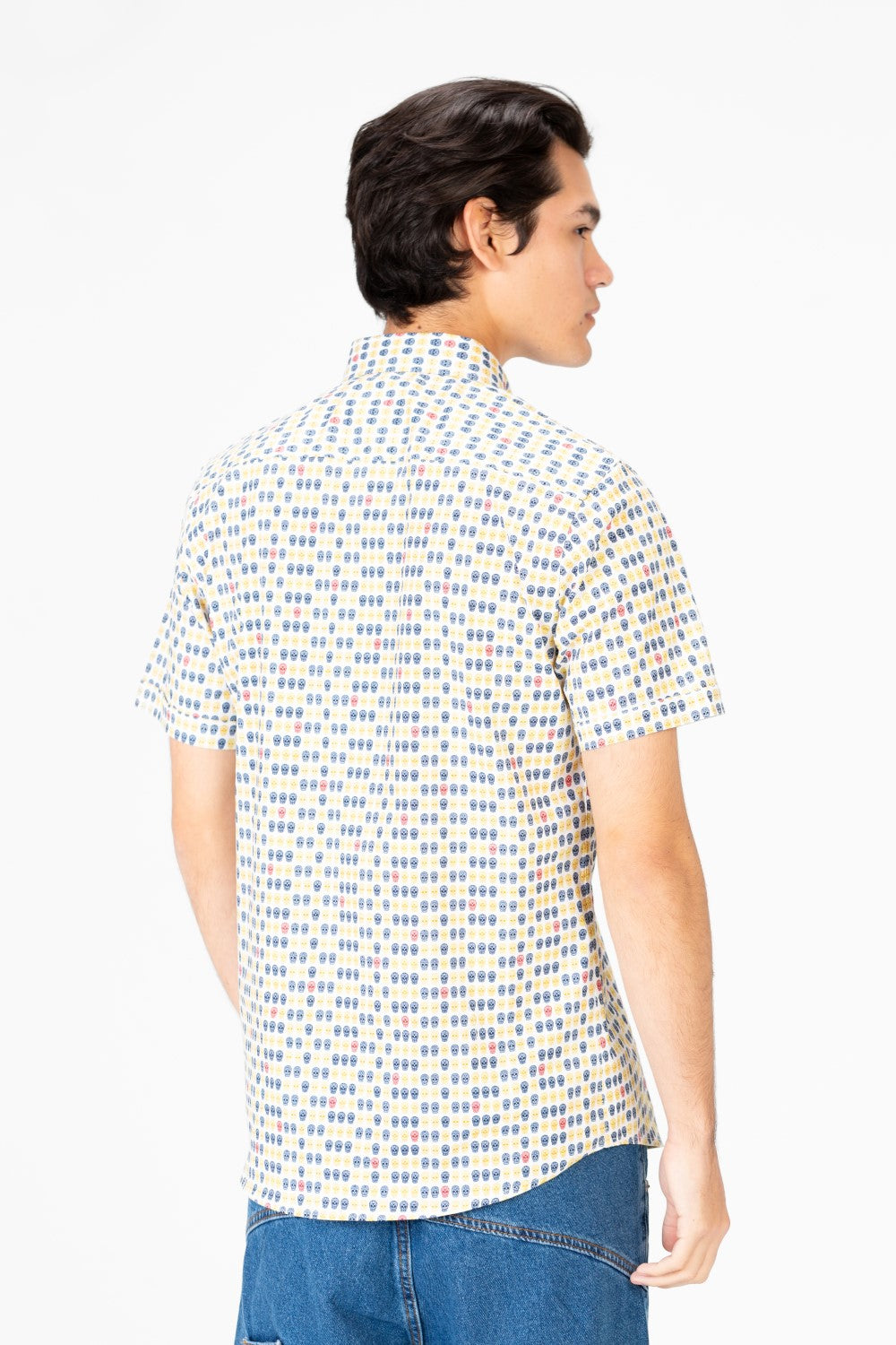 Men's Slim Fit Dotted Poplin Half sleeve Shirt