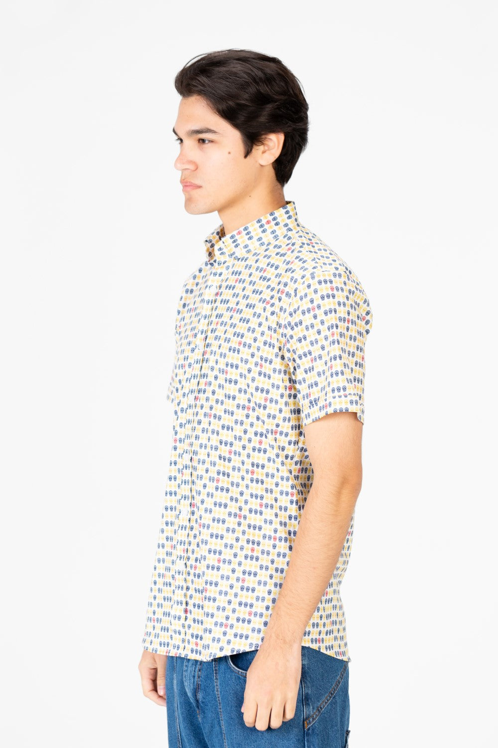 Men's Slim Fit Dotted Poplin Half sleeve Shirt