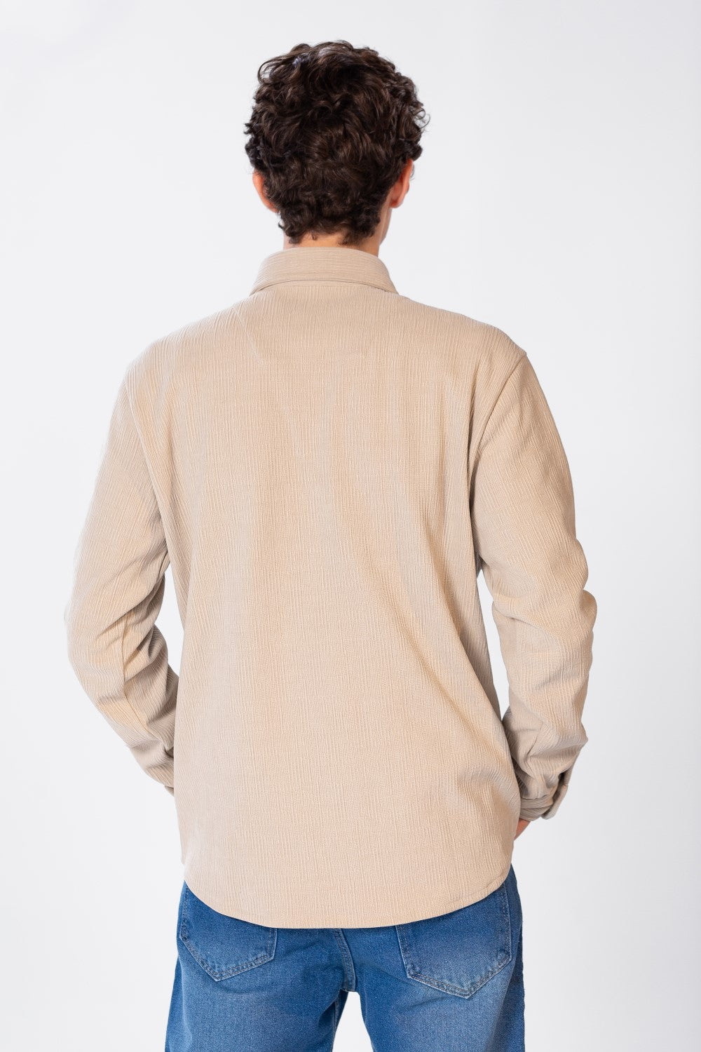 Men's Plain Velvet Shirt With Long Sleeves And Button Front