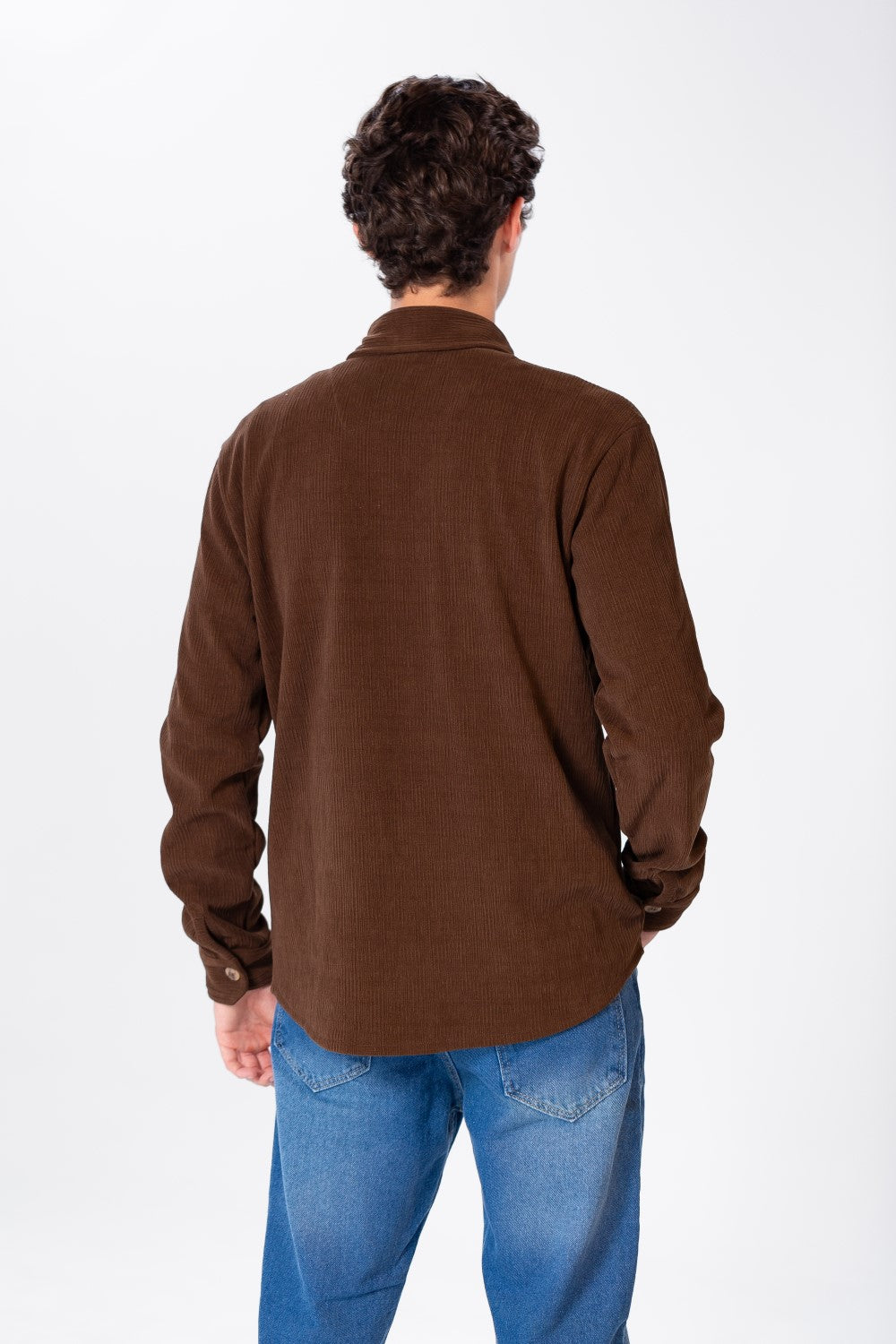 Men's Plain Velvet Shirt With Long Sleeves And Button Front
