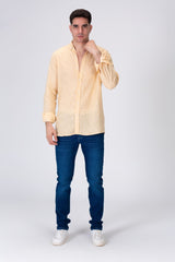 Mens Plain Fit Linen Shirt With Collar And Long Sleeves