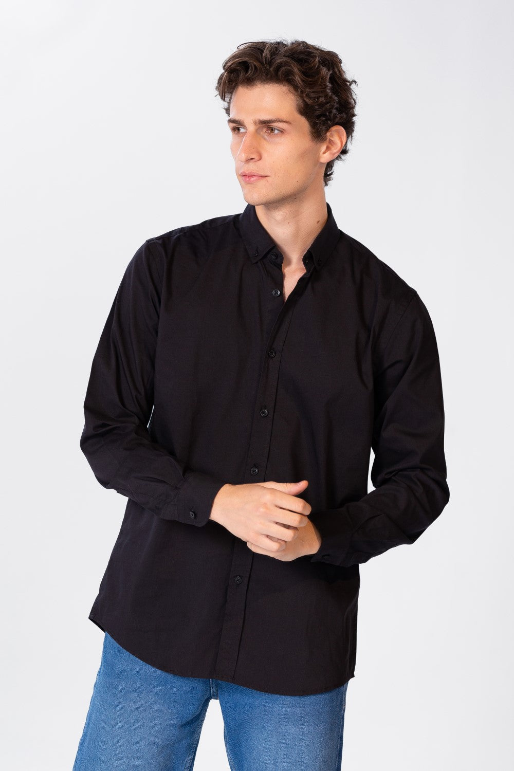 Men's Slim Fit Basic Plain Long Sleeve Shirt