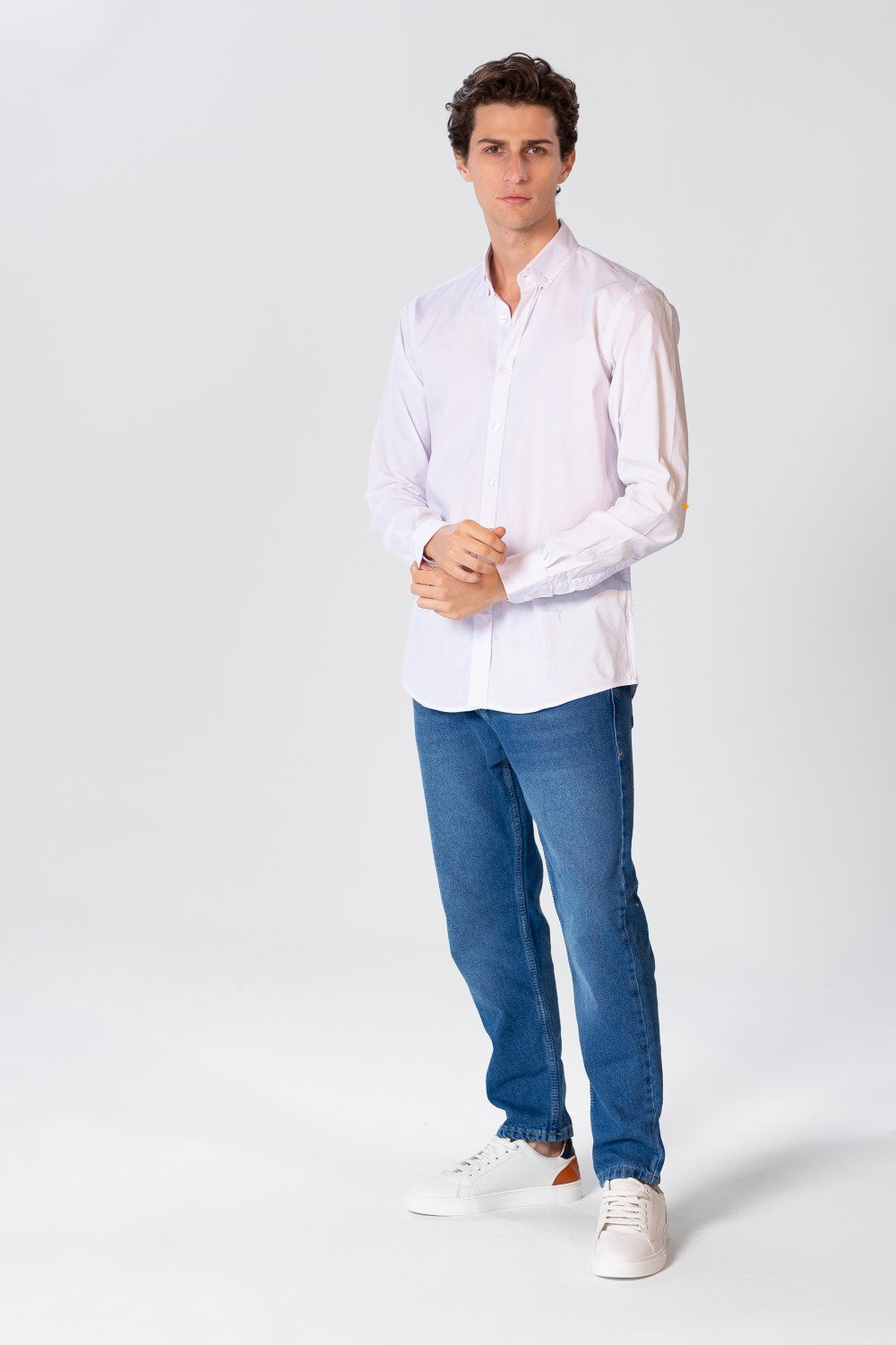 Men's Slim Fit Basic Plain Long Sleeve Shirt