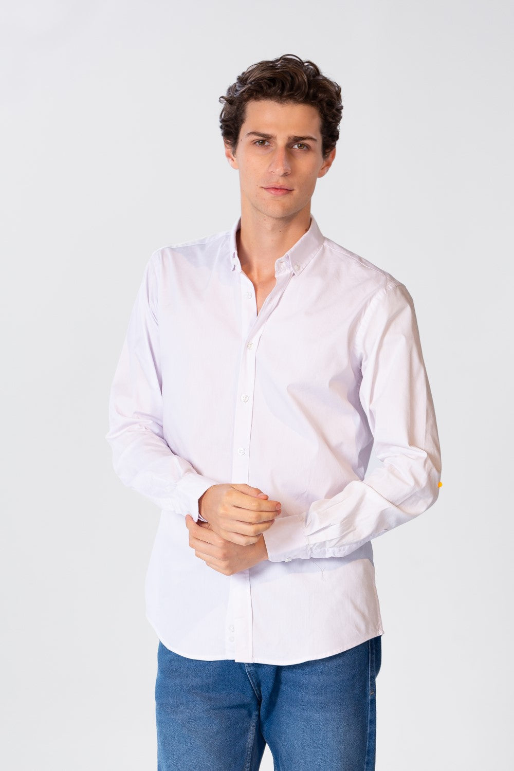 Men's Slim Fit Basic Plain Long Sleeve Shirt