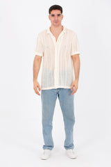 Mens Half Sleeved Slim Fit Transparent Trico Shirt With A New Trendy Cut