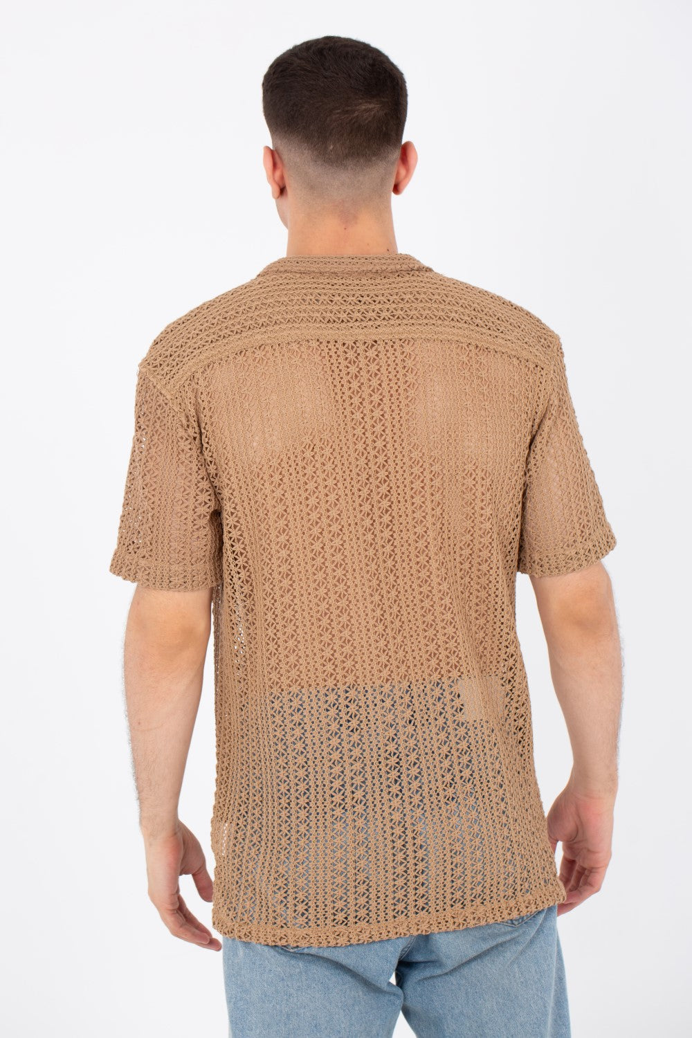 Mens Half Sleeved Slim Fit Transparent Trico Shirt With A New Trendy Cut