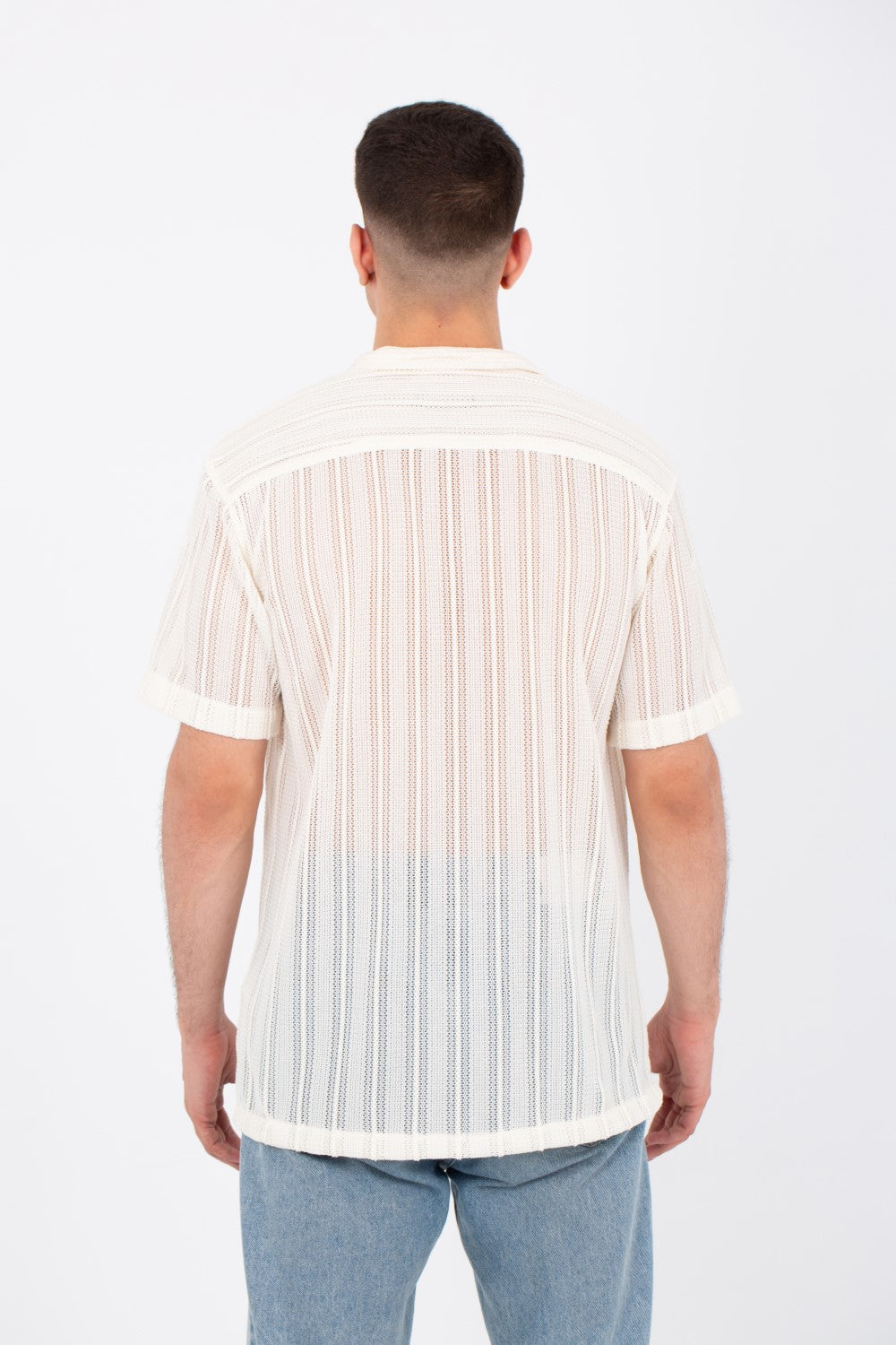 Mens Casual See Through Trico Shirt Summer Short Sleeve Button Front