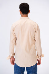 Mens Slim Fit Shirt With Collar And Long Sleeves Linen Material