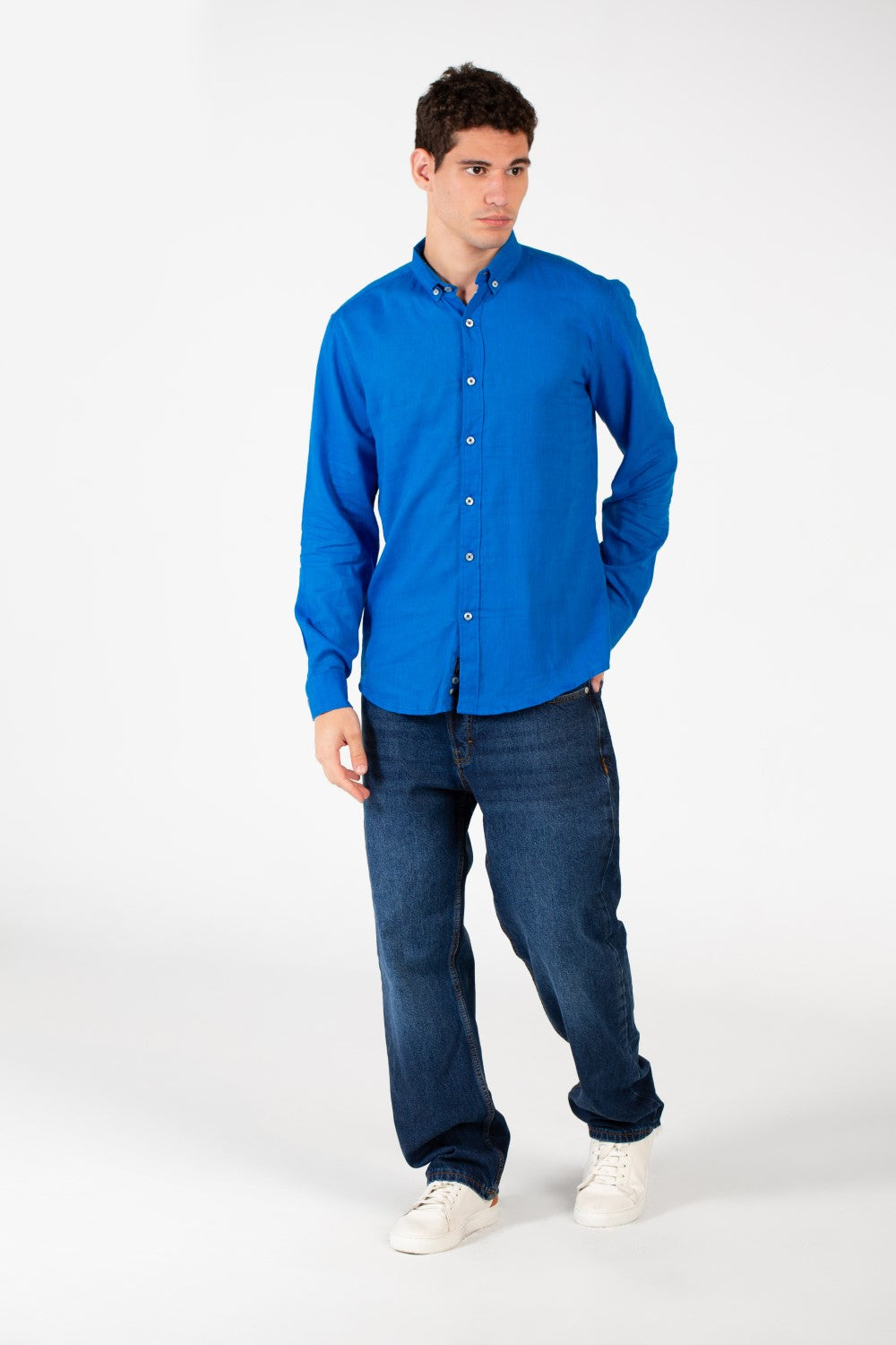 Men's Basic Linen Long Sleeve Shirt