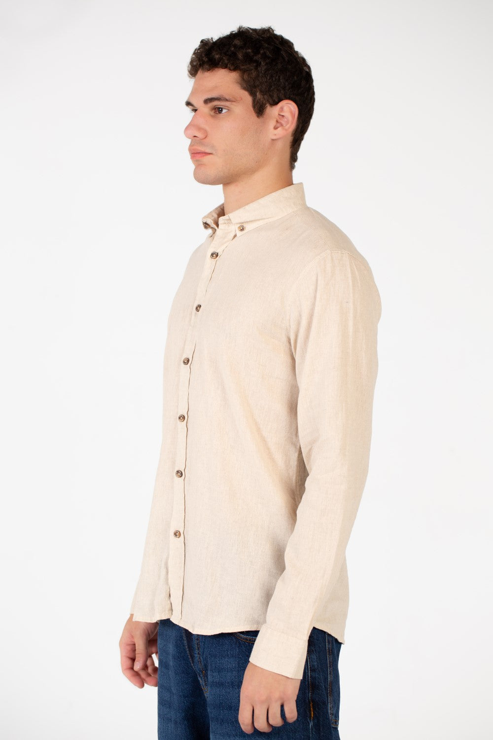 Men's Basic Linen Long Sleeve Shirt