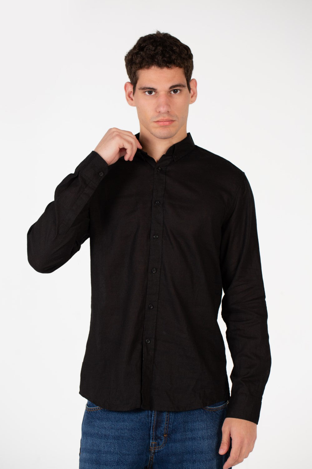 Men's Basic Linen Long Sleeve Shirt