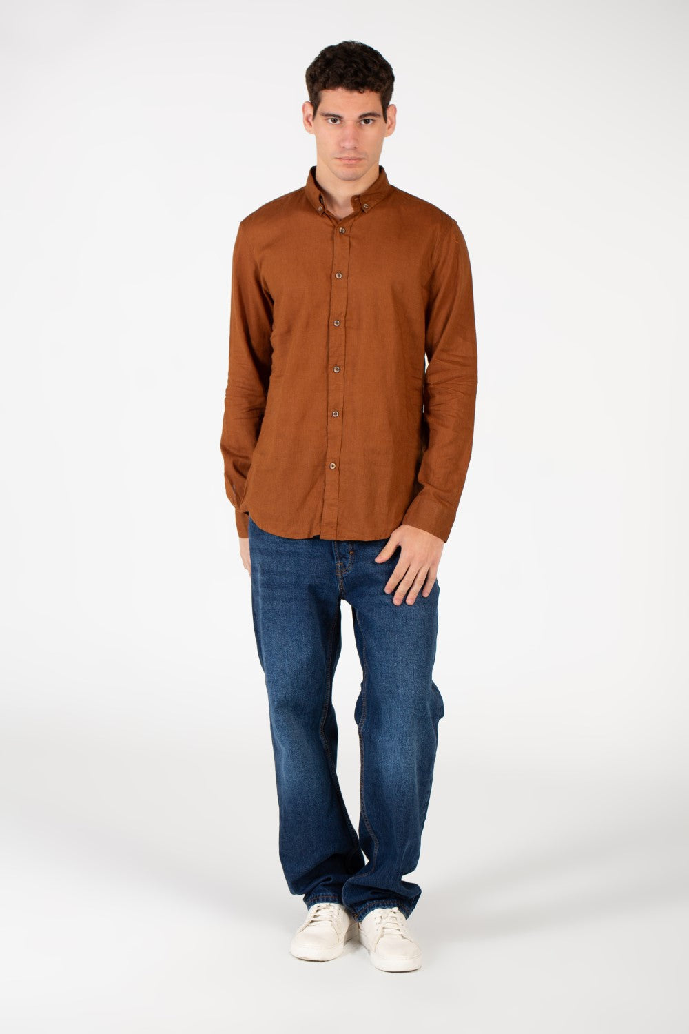 Men's Basic Linen Long Sleeve Shirt