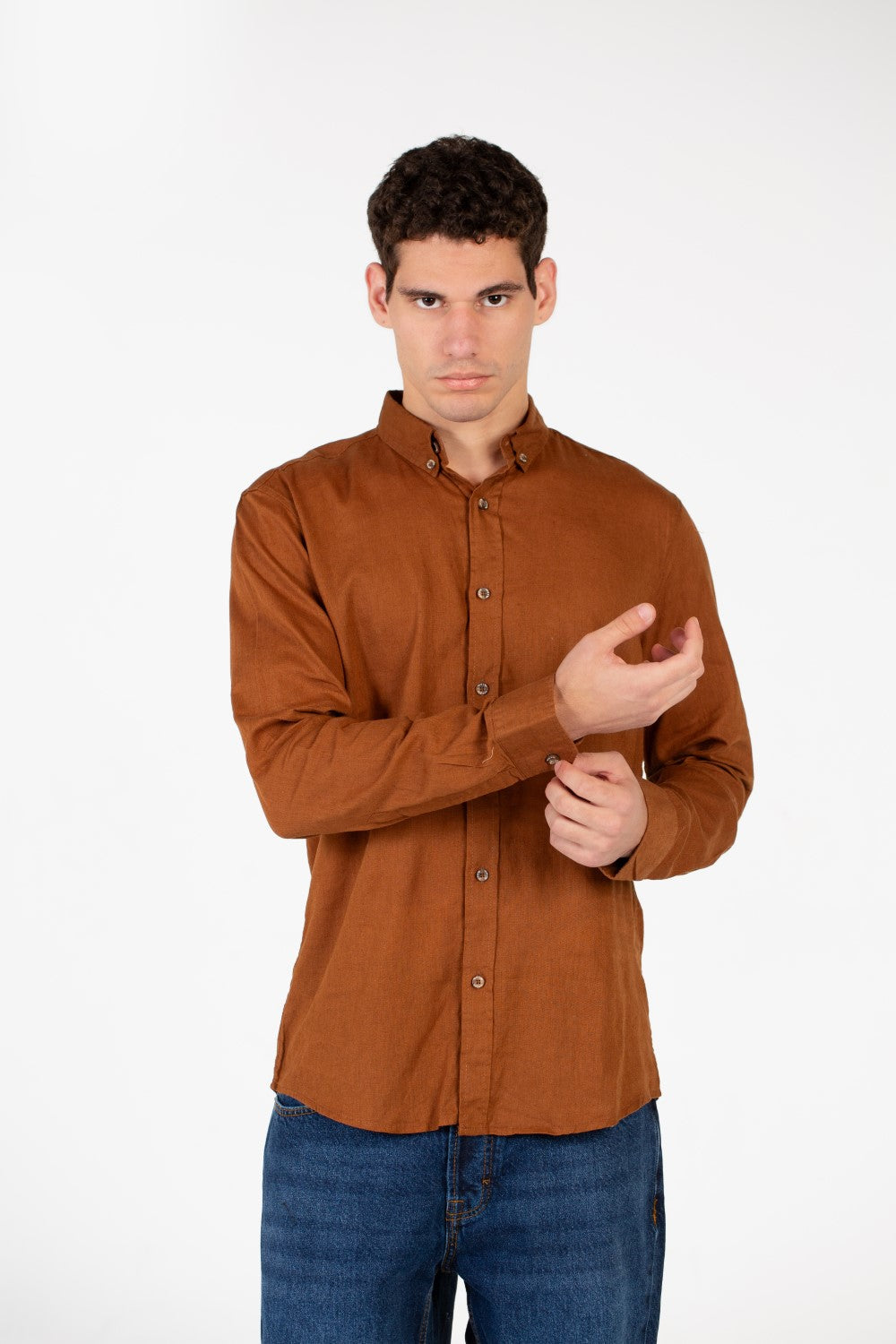 Men's Basic Linen Long Sleeve Shirt