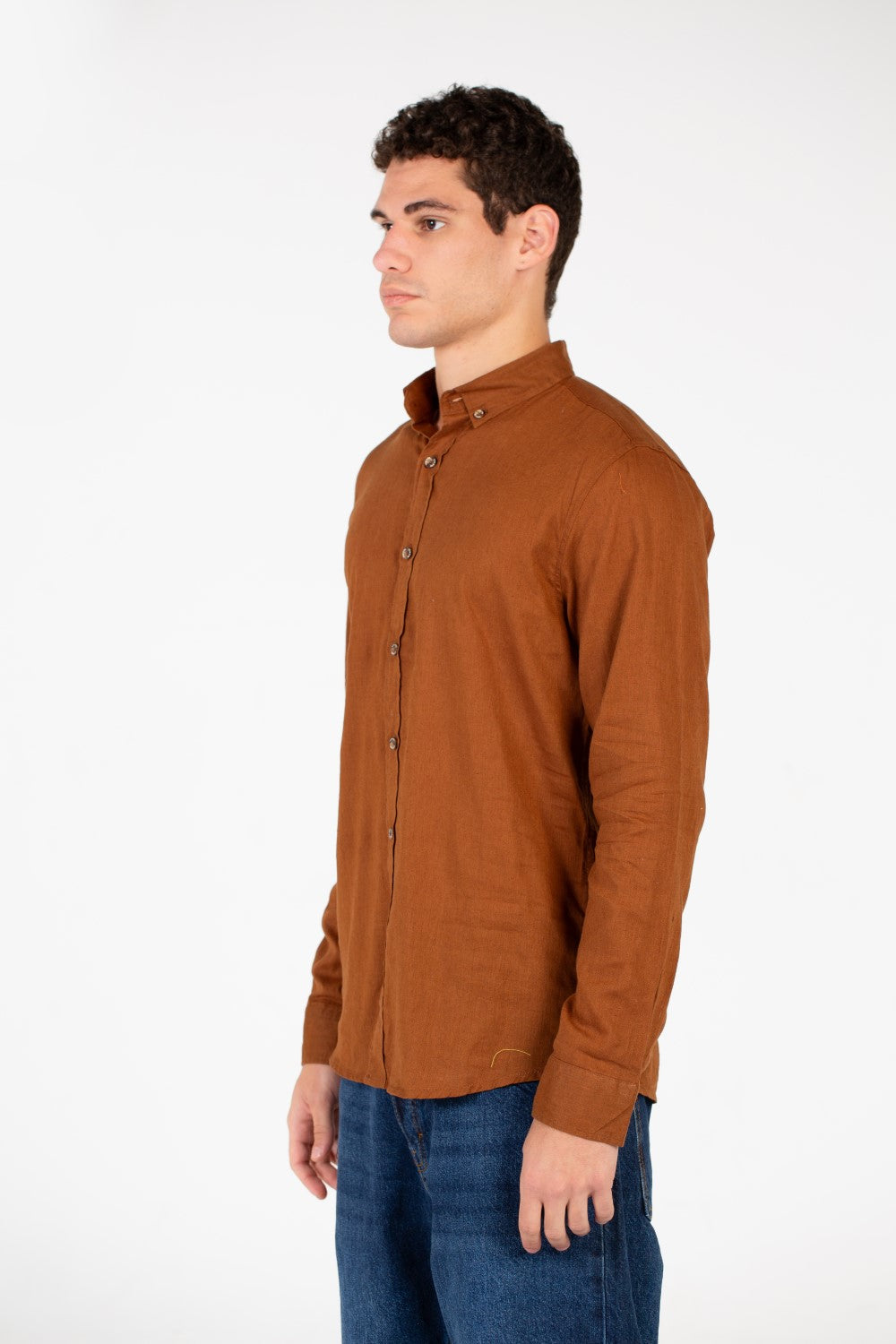 Men's Basic Linen Long Sleeve Shirt