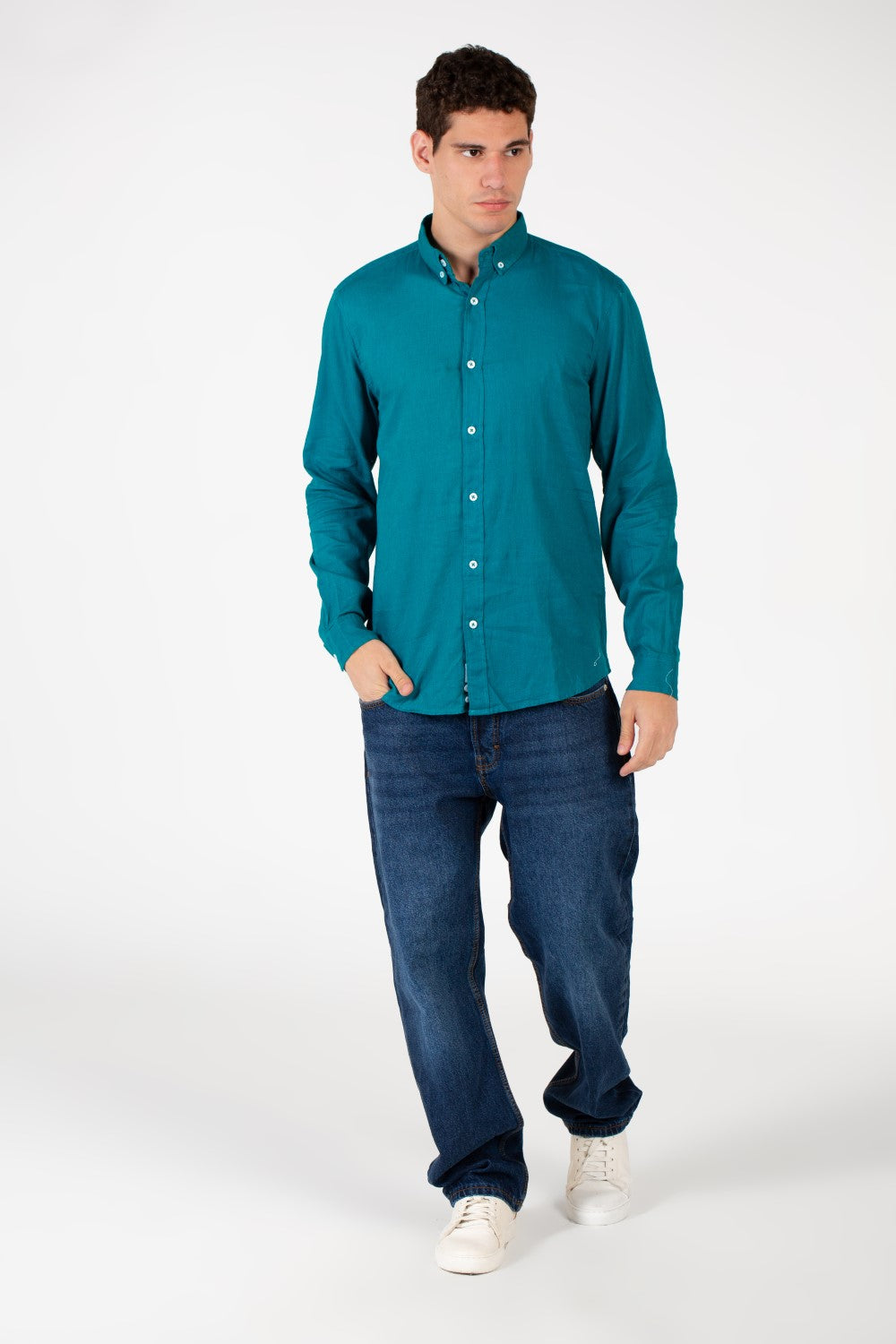 Men's Basic Linen Long Sleeve Shirt