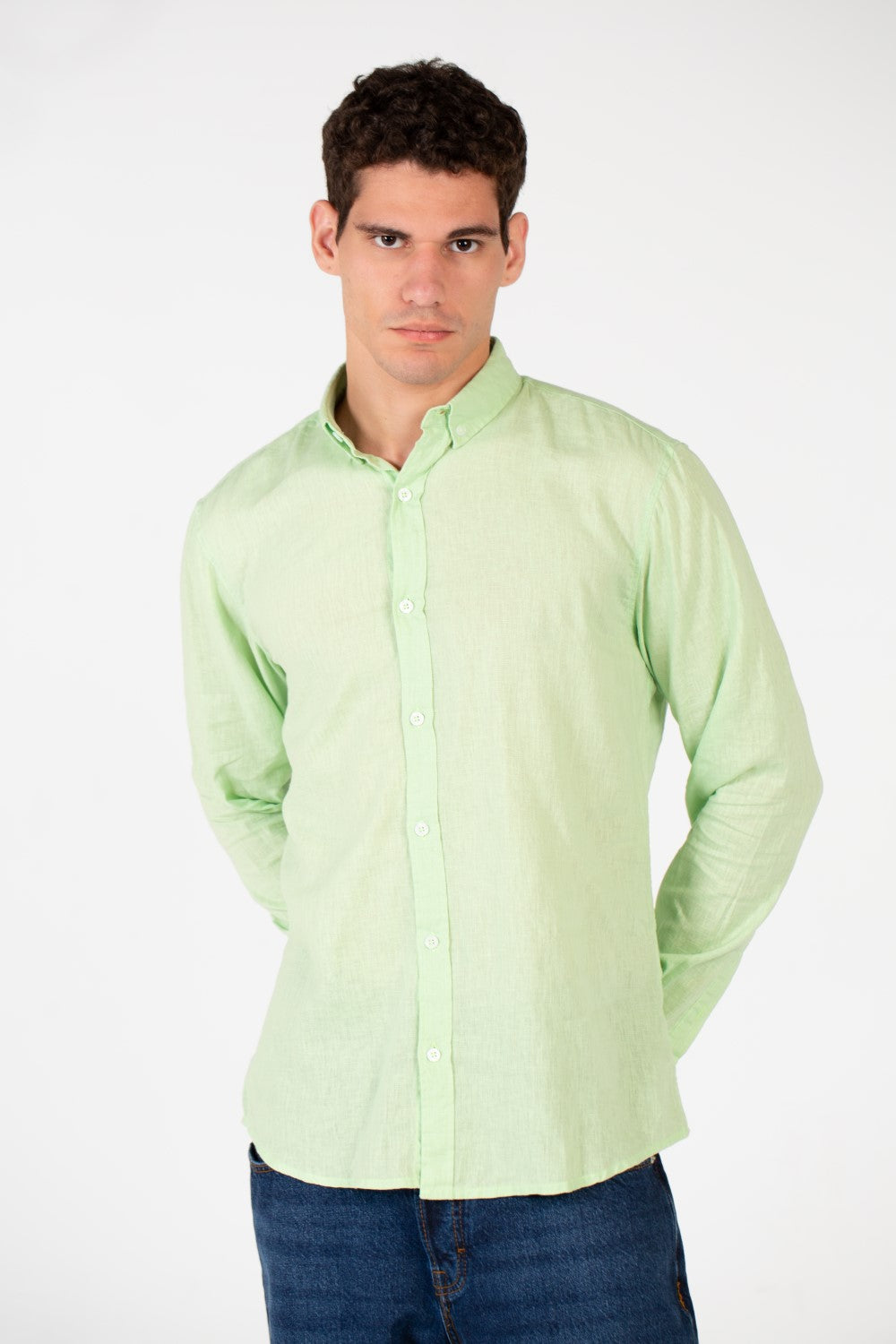 Men's Basic Linen Long Sleeve Shirt