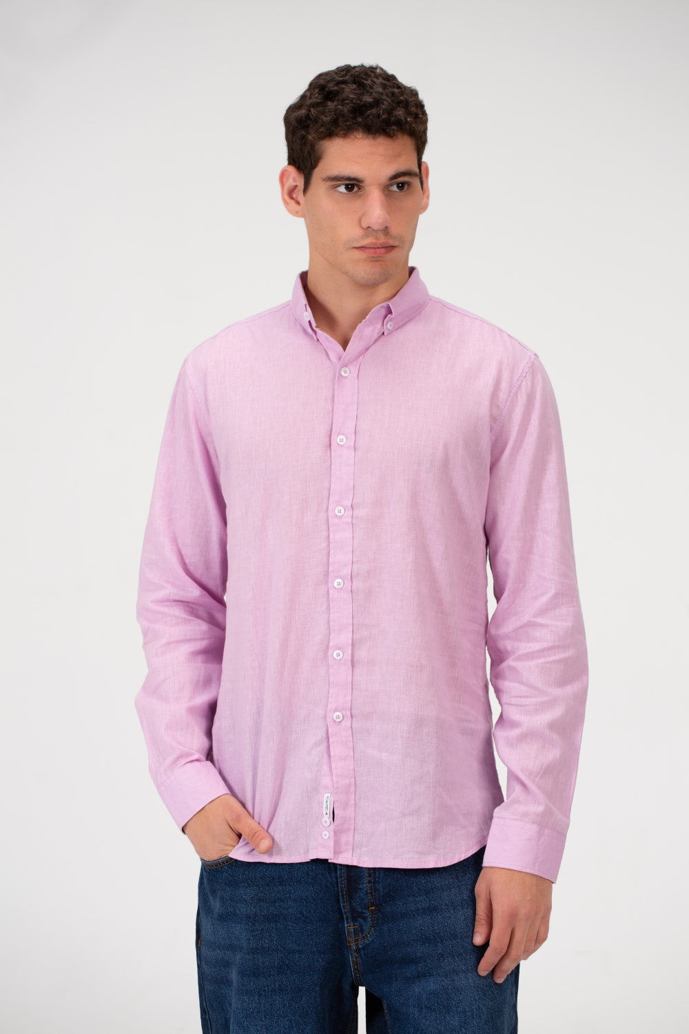 Men's Basic Linen Long Sleeve Shirt