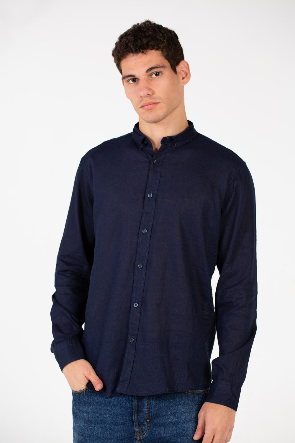 Men's Basic Linen Long Sleeve Shirt