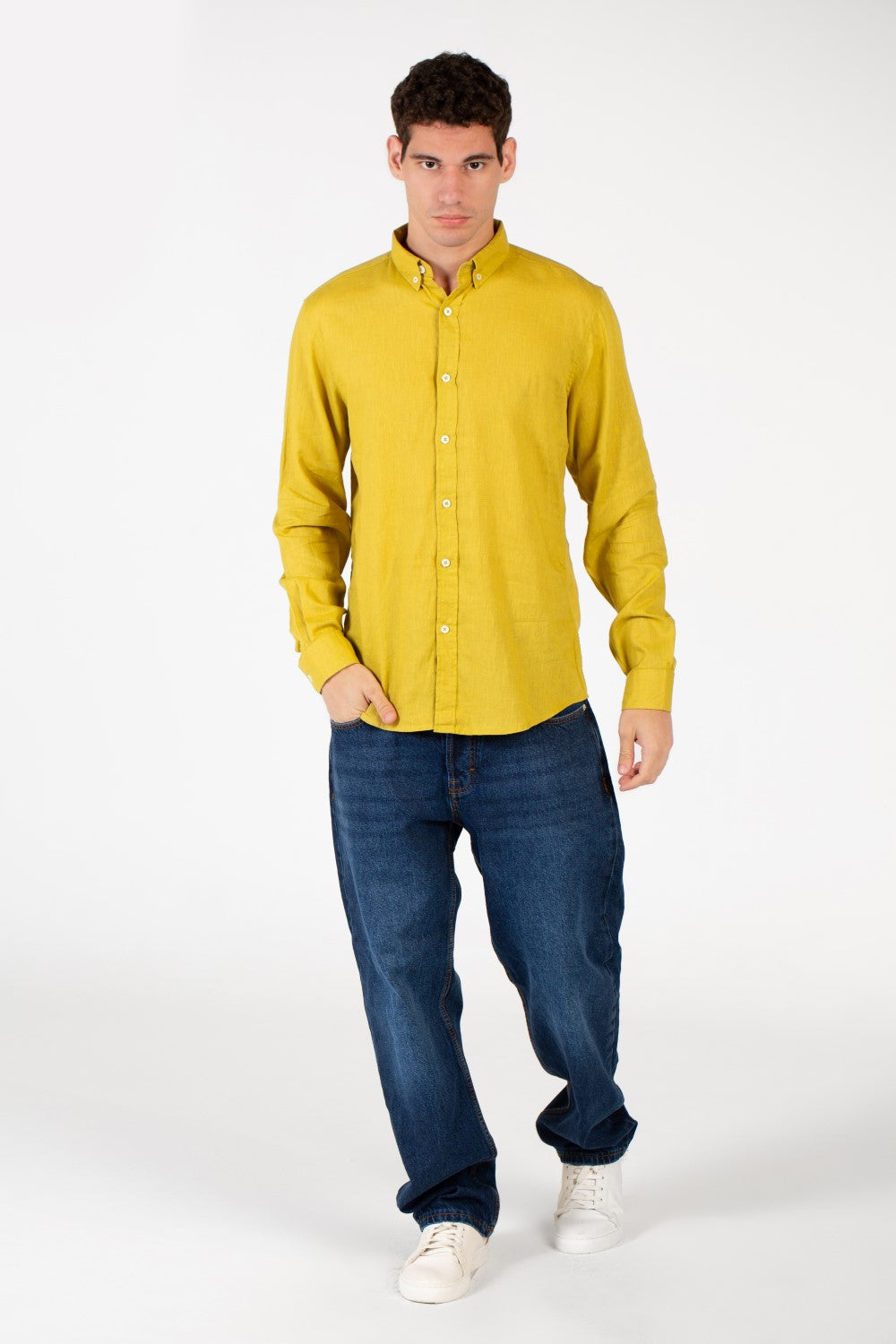 Men's Basic Linen Long Sleeve Shirt