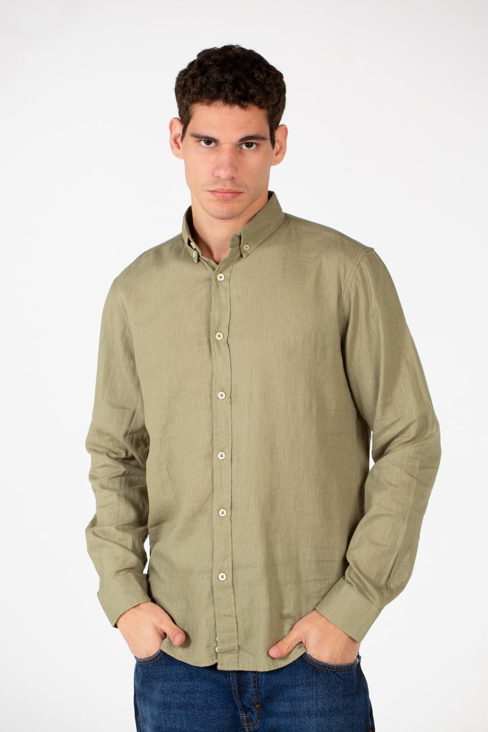 Men's Basic Linen Long Sleeve Shirt