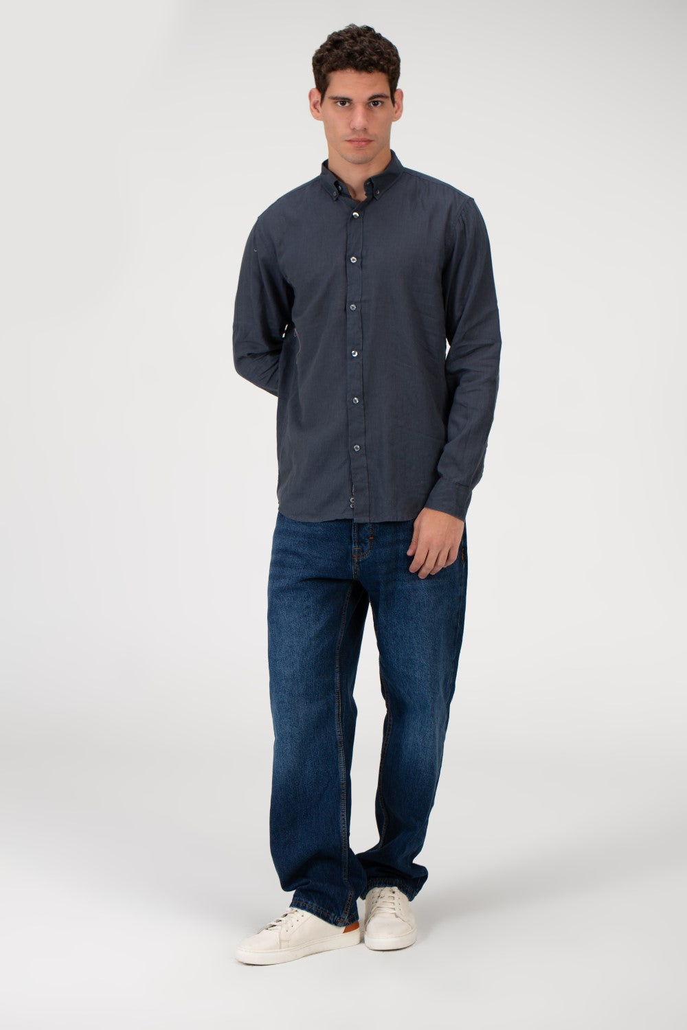 Men's Basic Linen Long Sleeve Shirt
