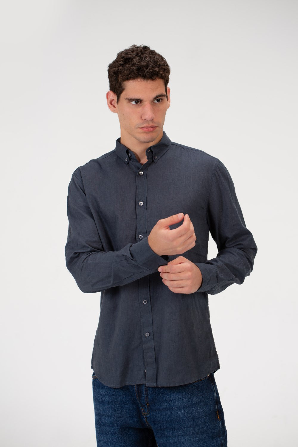 Men's Basic Linen Long Sleeve Shirt