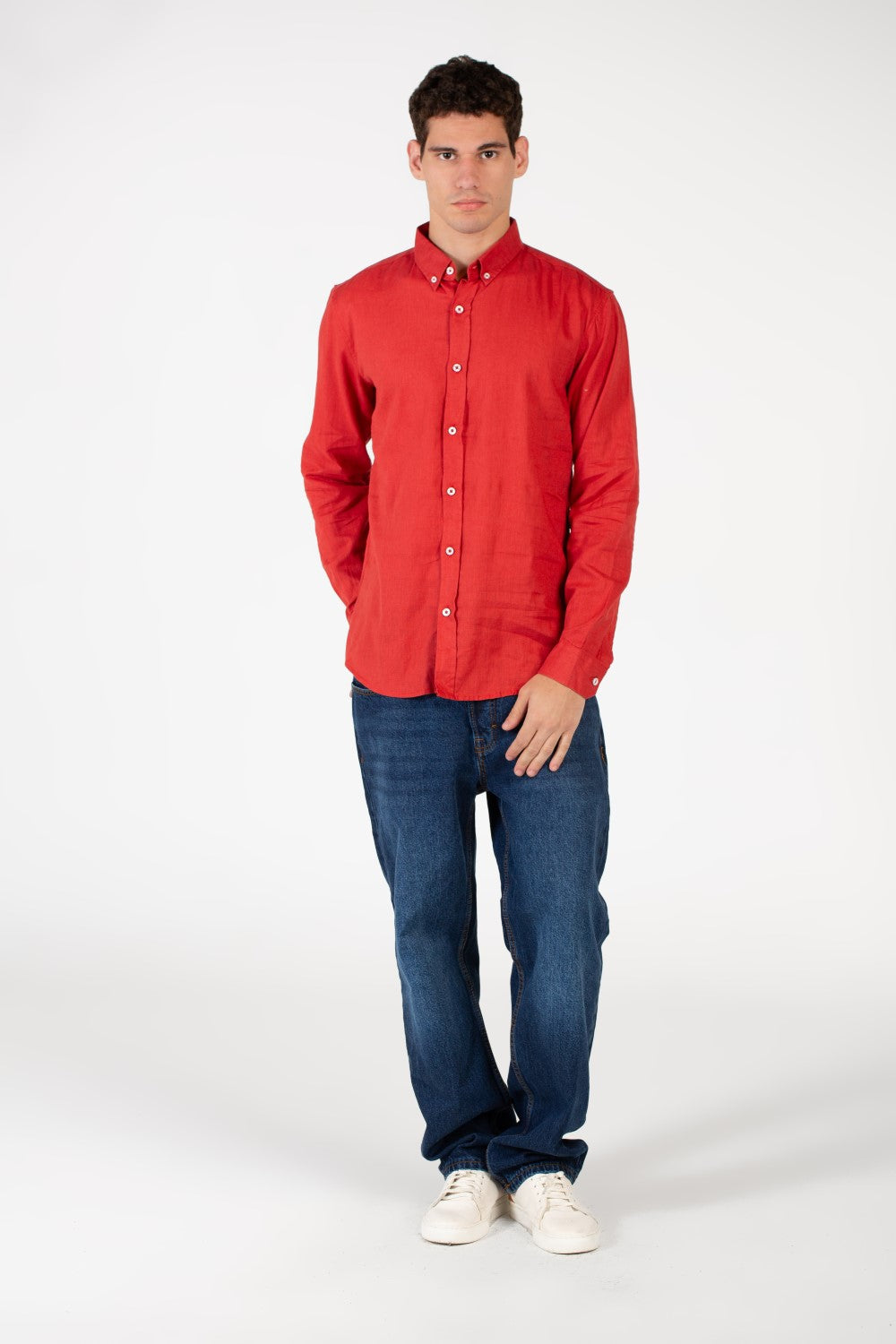 Men's Basic Linen Long Sleeve Shirt