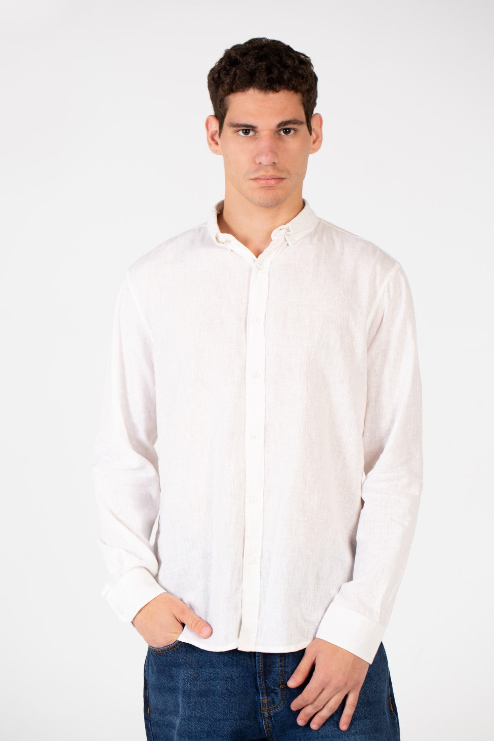 Men's Basic Linen Long Sleeve Shirt