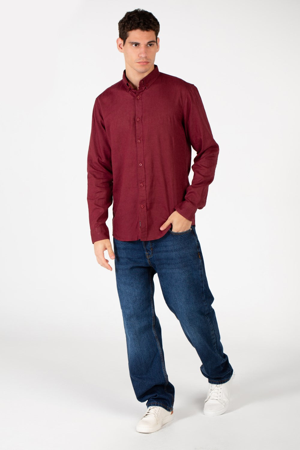 Men's Basic Linen Long Sleeve Shirt