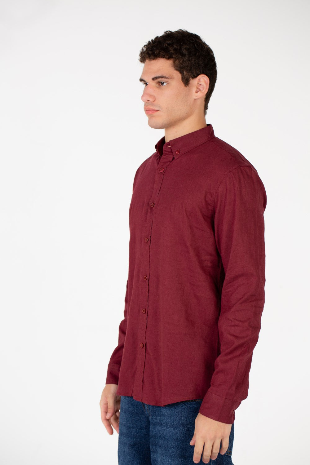 Men's Basic Linen Long Sleeve Shirt
