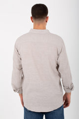 Mens Basic Plain Linen Shirt With Long Sleeves And Collar