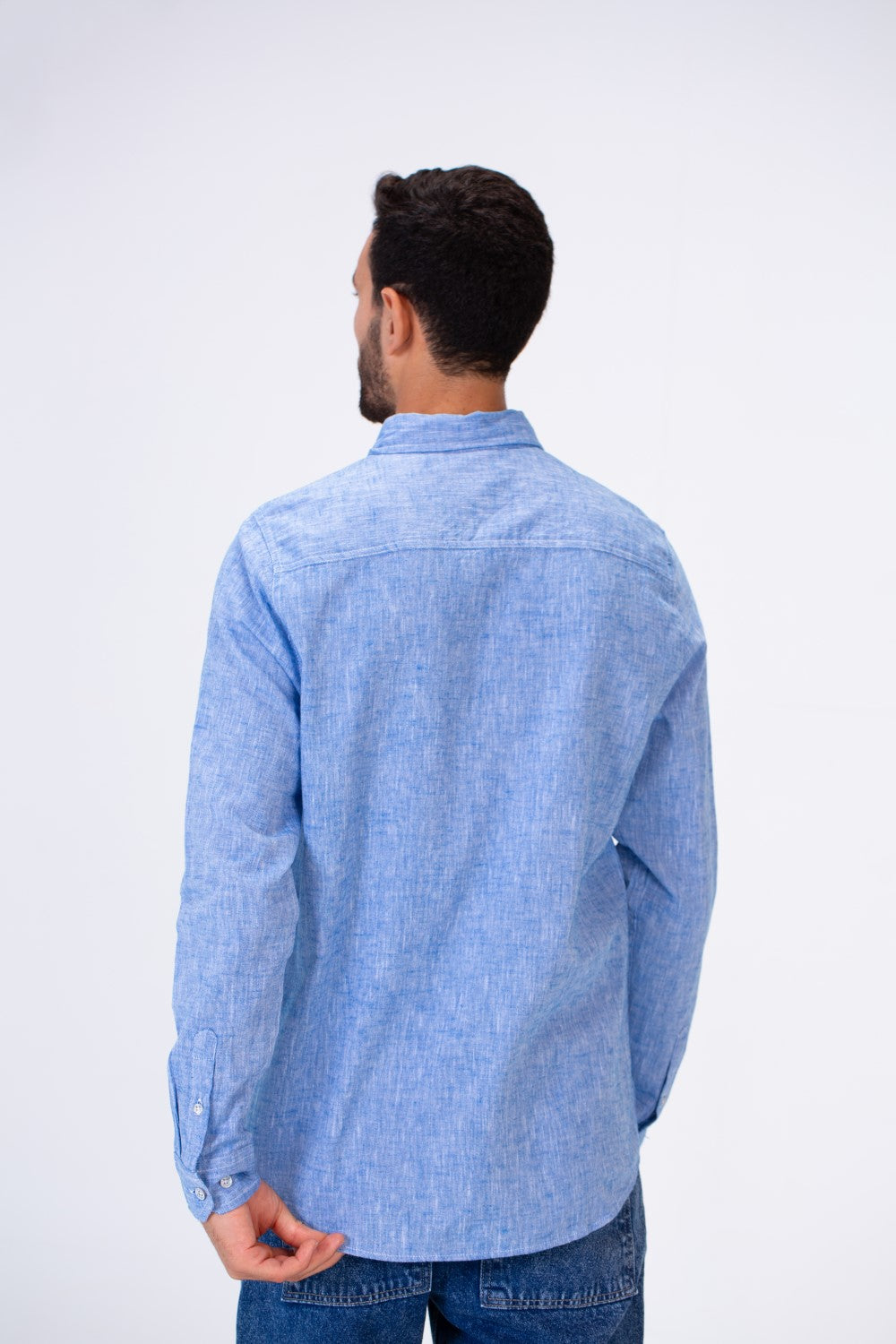 Men's Basic Slim Fit Long Sleeved Shirt In Comfortable Linen Material