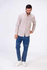 Men's Basic Slim Fit Long Sleeved Shirt In Comfortable Linen Material