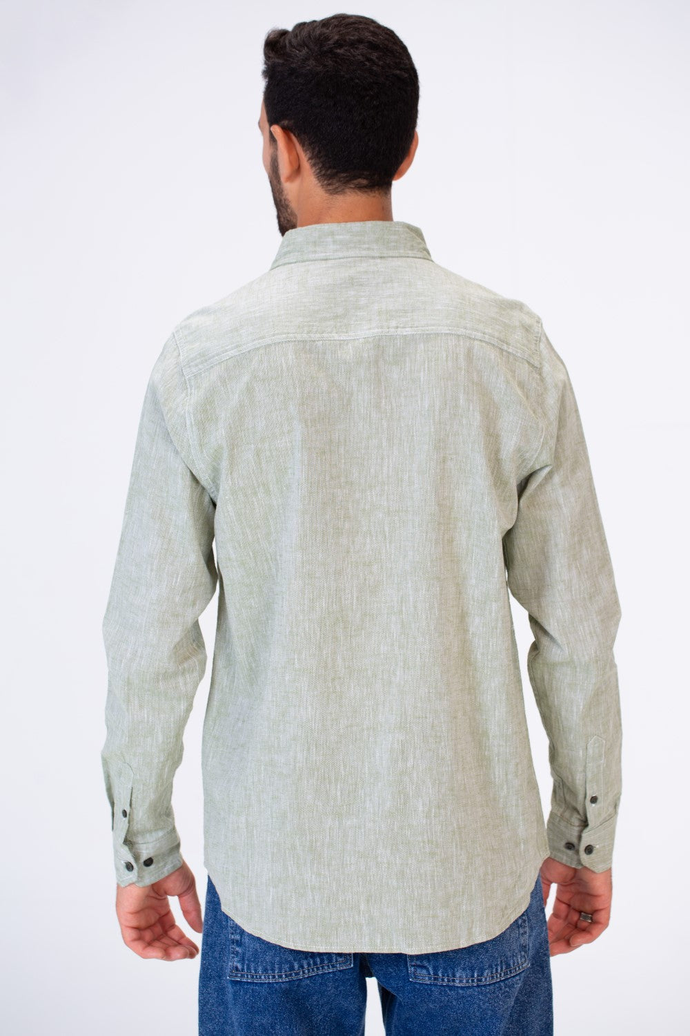 Men's Basic Slim Fit Long Sleeved Shirt In Comfortable Linen Material