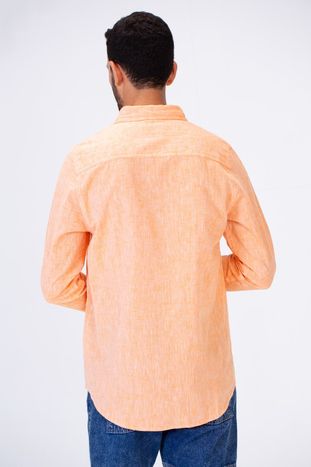 Men's Basic Slim Fit Long Sleeved Shirt In Comfortable Linen Material