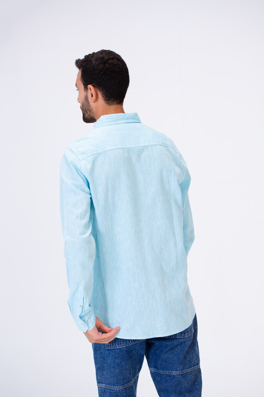 Men's Basic Slim Fit Long Sleeved Shirt In Comfortable Linen Material