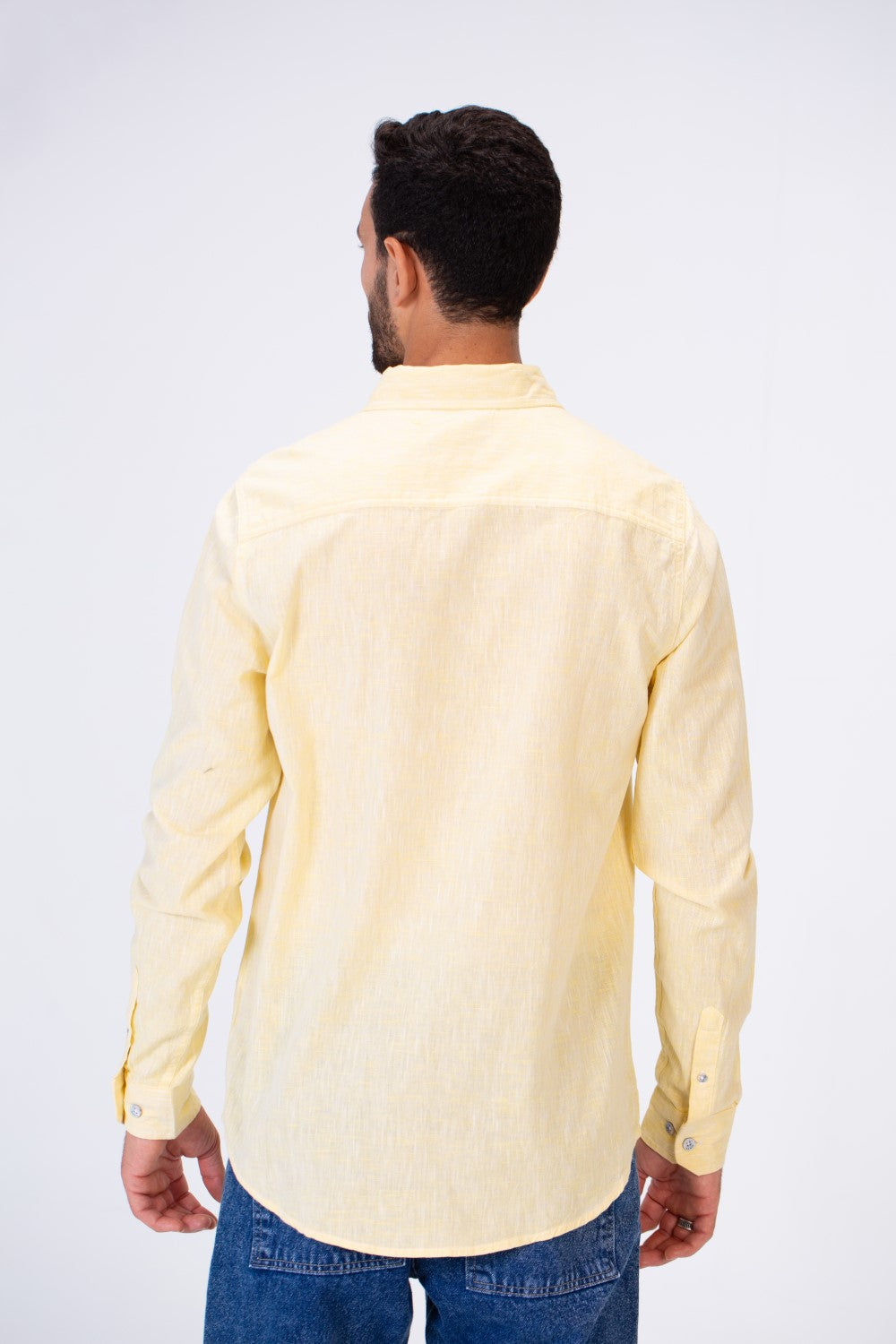 Men's Basic Slim Fit Long Sleeved Shirt In Comfortable Linen Material