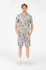 طقم ملابس طماطم رجالي، قميص نصف كم وشورت مطبوع بالكامل