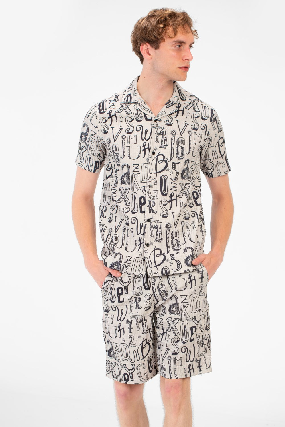 طقم ملابس طماطم رجالي، قميص نصف كم وشورت مطبوع بالكامل