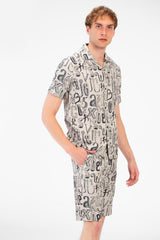 طقم ملابس طماطم رجالي، قميص نصف كم وشورت مطبوع بالكامل