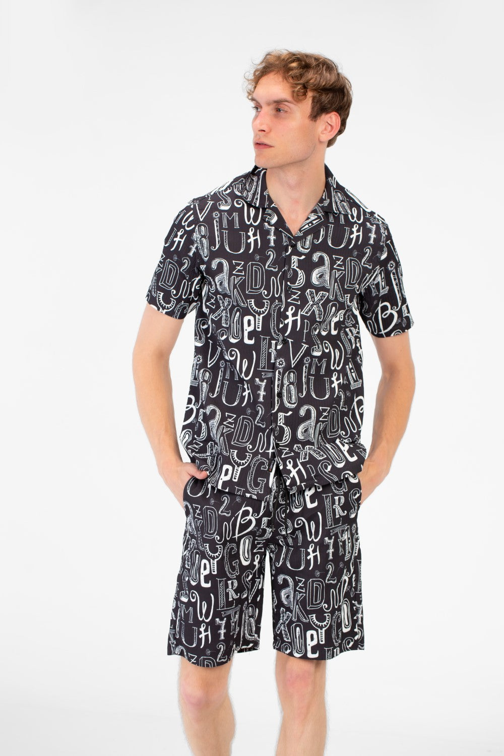 طقم ملابس طماطم رجالي، قميص نصف كم وشورت مطبوع بالكامل